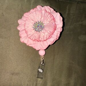 Pink Flower Badge Reel